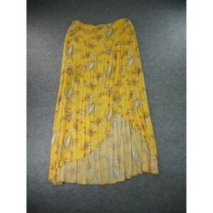 Express Maxi Skirt Womens Size Large Yellow Floral‎ Wrap Boho Casual Stretch